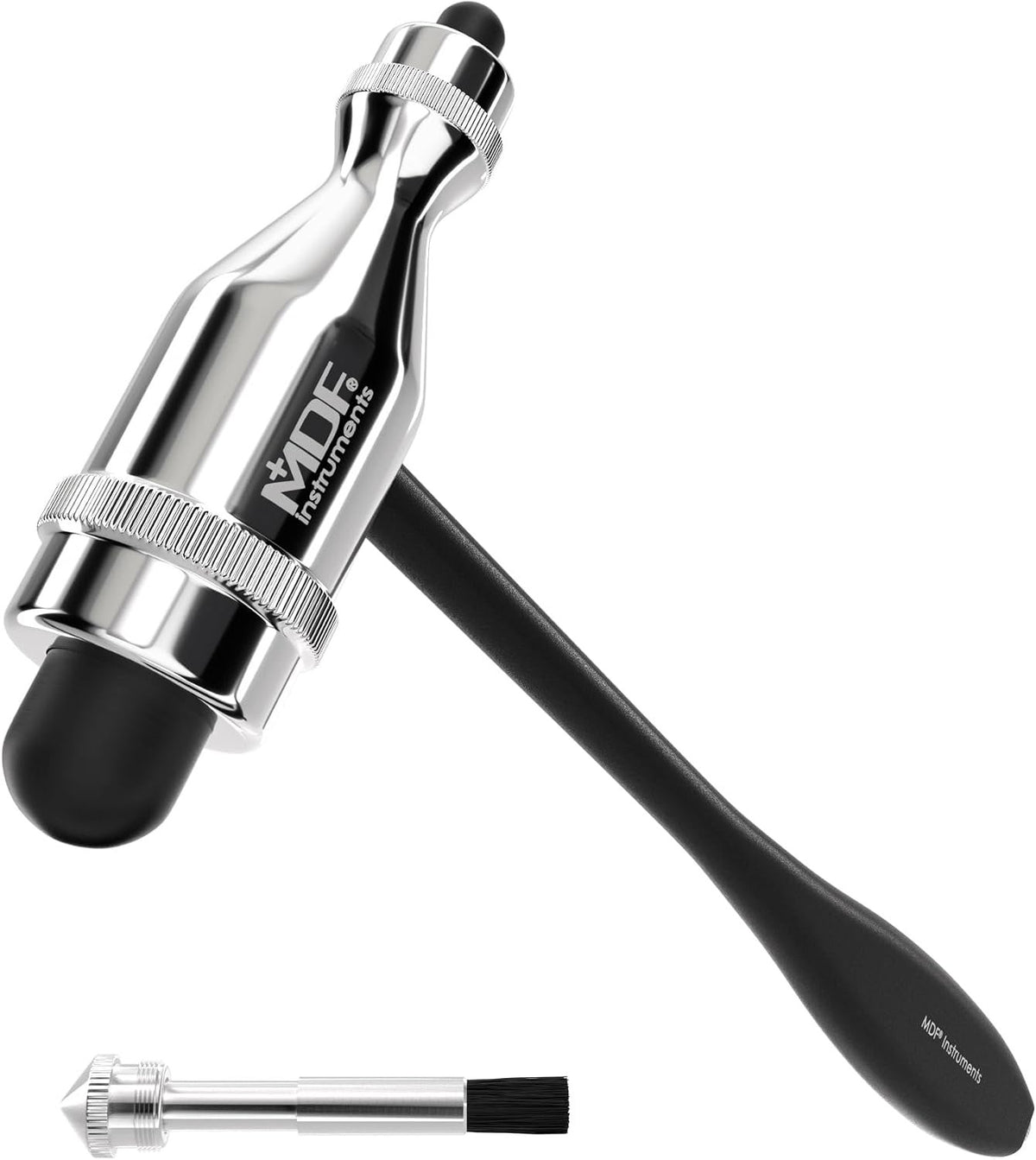 MDF Instruments, Tromner Neurological Reflex Hammer with Built-in Brush for Cutaneous and Superficial Responses - Light - HDP Handle - Durable, Professional-Grade - Black (MDF555P-11)