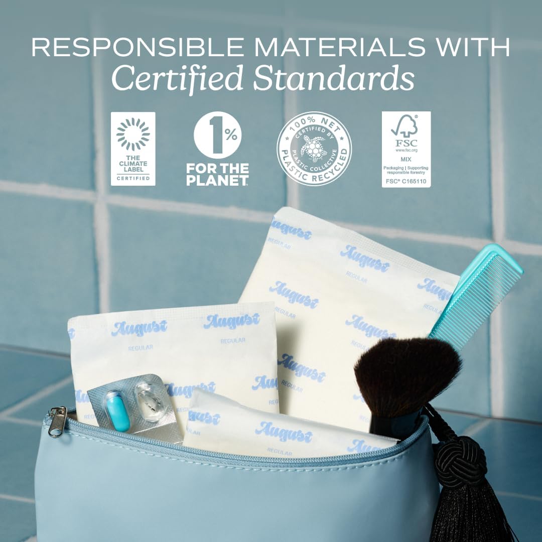 August Regular & Super Cotton Menstrual Pads, 72 (36+36) Ultra Thin Pads with Wings, Hypoallergenic Sanitary Napkins with Organic Cotton Topsheet, Compostable Wrapper, Non-Toxic, Fragrance-Free