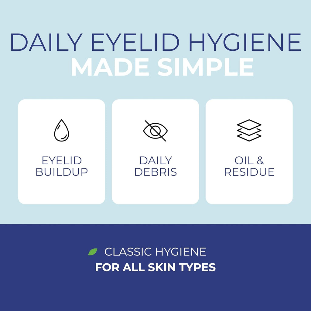 NOVEHA 60PCs Daily Hygienic Eyelid & Lash Wipes | For Blepharitis & Itchy Eyes, Demodex | Individually Wrapped Refreshening Eyelid Wipes, Natural Makeup Remover & Calming Moisturizer