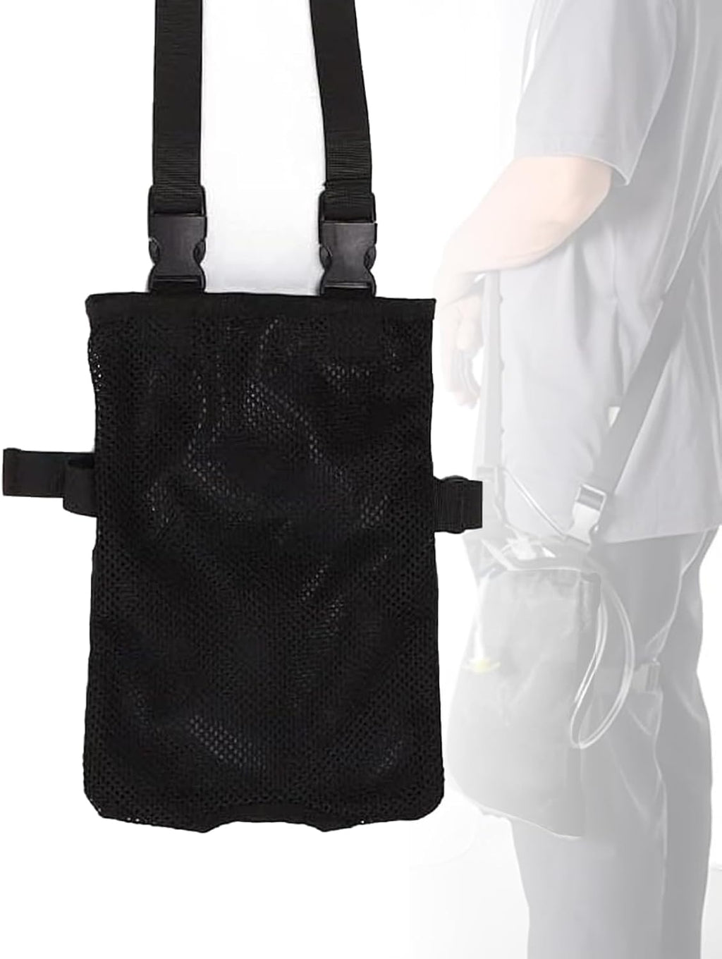 Universal Catheter Bags, Versatile Elastic Leg Catheter Holder, Urine Bags to Carry, Adjustable Shoulder Strap and Invisible Opening, Wearable and Discreet (Black)