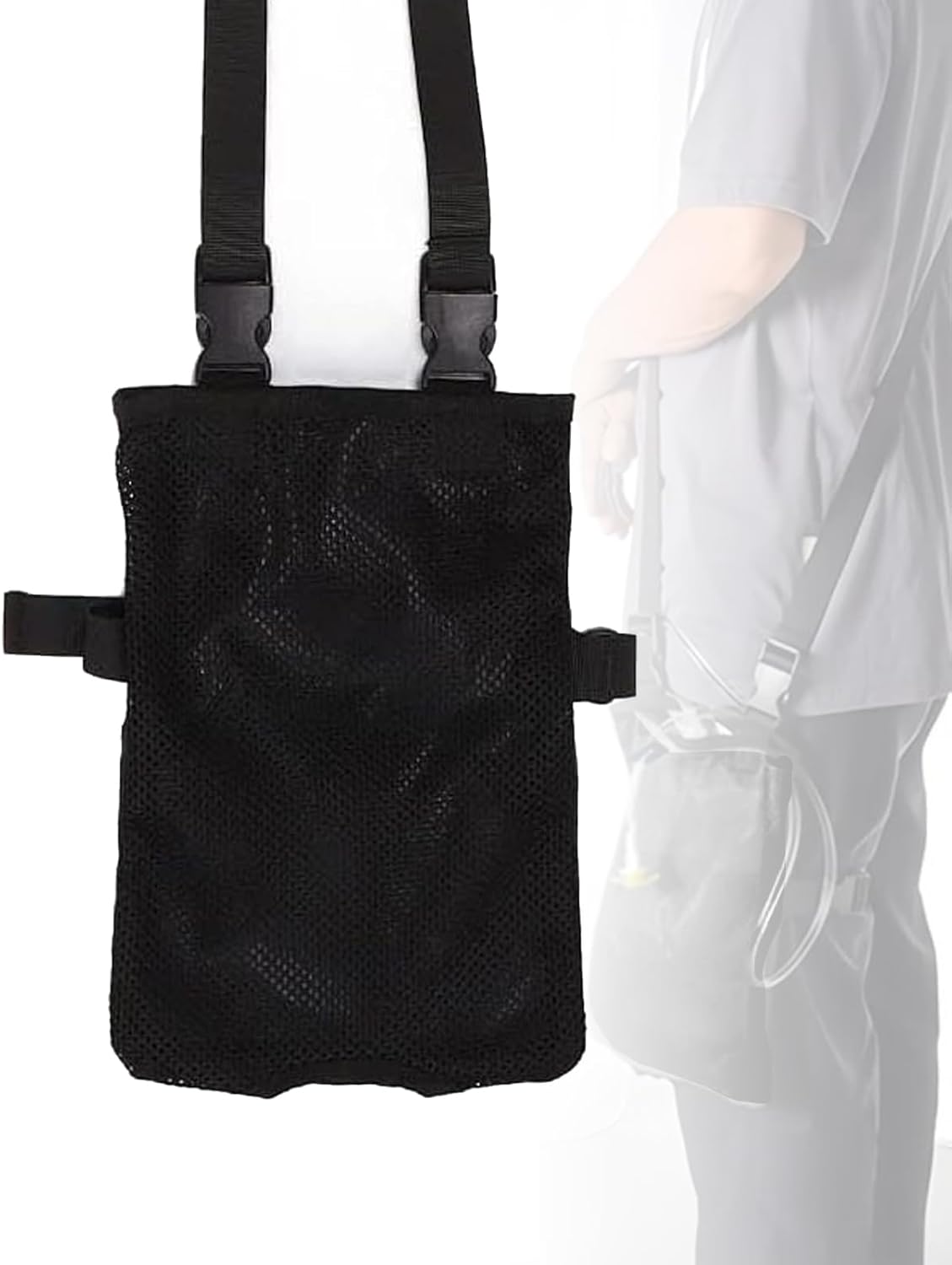Universal Catheter Bags, Versatile Elastic Leg Catheter Holder, Urine Bags to Carry, Adjustable Shoulder Strap and Invisible Opening, Wearable and Discreet (Black)