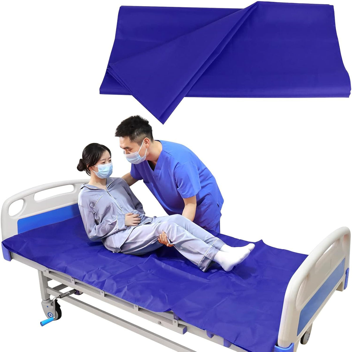 YHK Tubular Slide Sheet for Patient Transfer, Sliding Draw Sheets to Assist Moving Elderly,Slides for Cars, Hospital Bed, Home Care(Blue, 39"x79"(100x200cm)