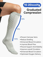 Compression Toe Socks for Men and Women 15-20mmHg, 3 Pairs, Knee High Five Finger Stockings