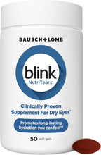 Blink NutriTears Clinically Proven Supplement for Dry Eyes, Eye Care with Lutein & Zeaxanthin and Vitamin D to Hydrate Eyes from Within for Long-Lasting Relief, 50 Softgels