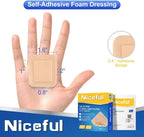 Niceful Silicone Foam Dressing 1.6"x2" 10 Count, Small Bandages for Wound