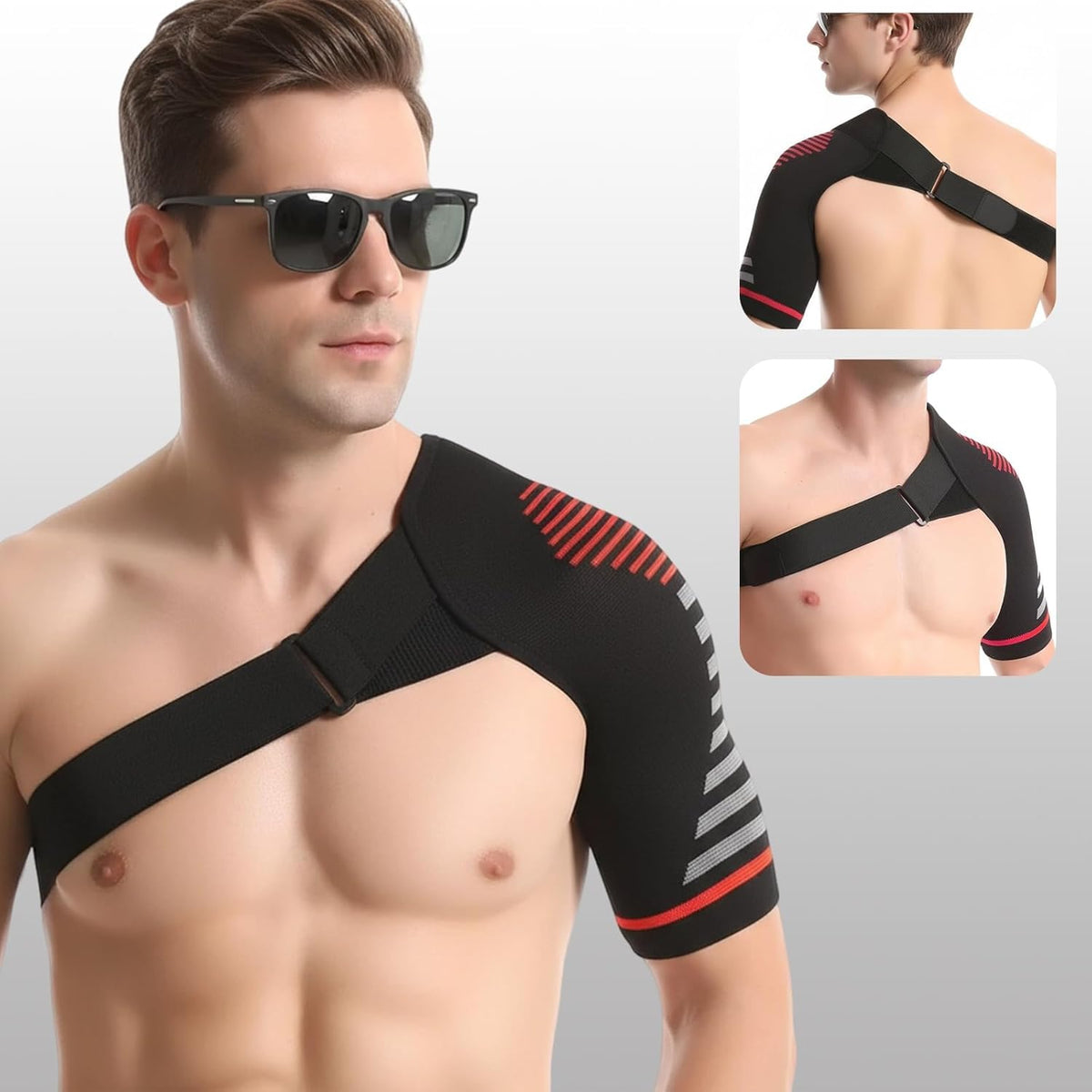 Shoulder Brace, Shoulder Support for Sports Training and Injury Recovery, Red Medium Size Shoulder Brace for Daily Pain Management and Physical Therapy