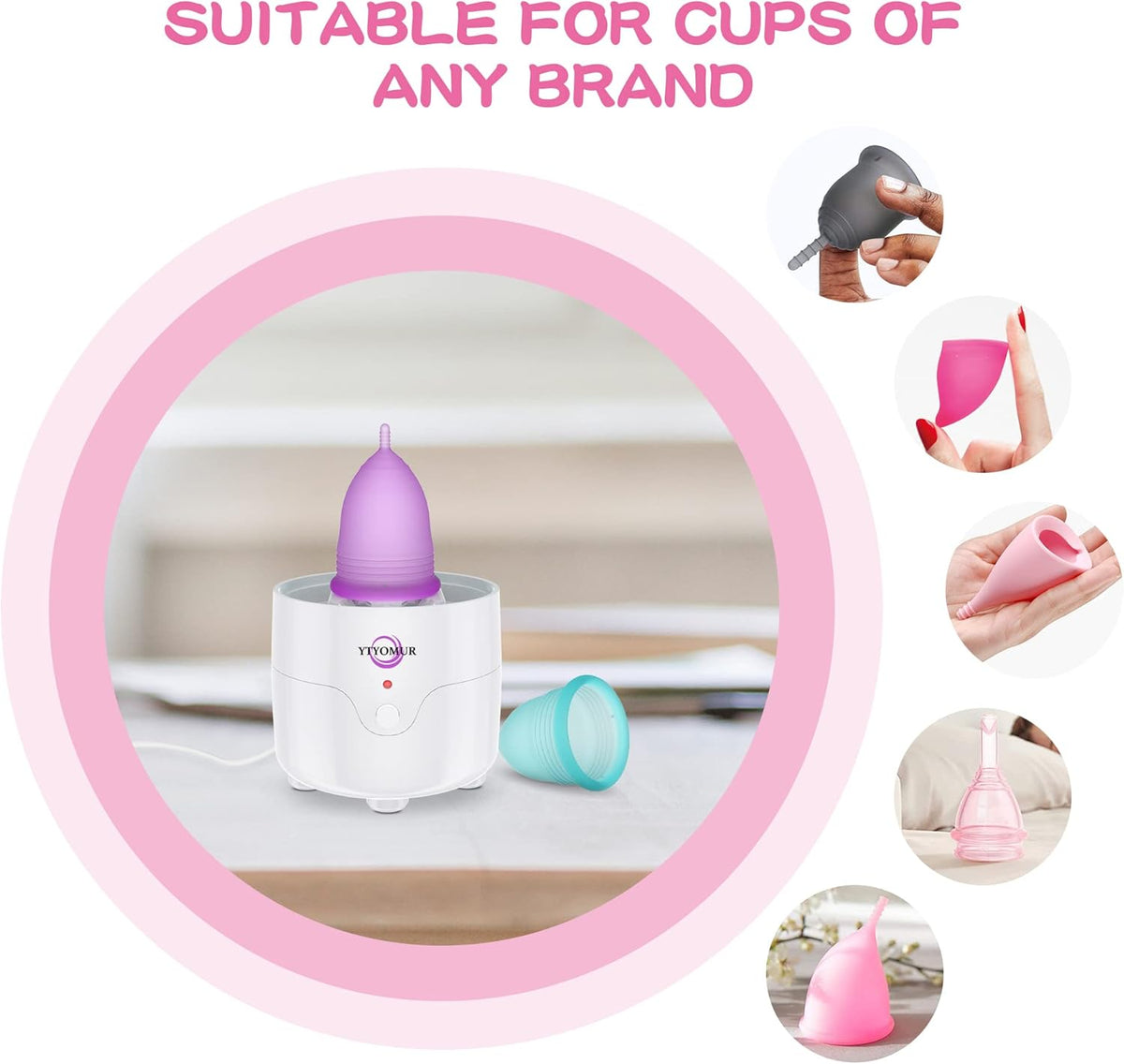 Menstrual Cup Steamer Sterilizer with 2 Reusable Menstrual Cups, Upgraded Period Cups Cleaner Wash Kit