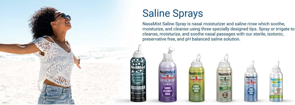 NeilMed NasaMist Isotonic Saline Spray. Soothe, Moisturize and Cleanse Using Specially Designed tip. 177mL. Contains 3 NasaMist canisters