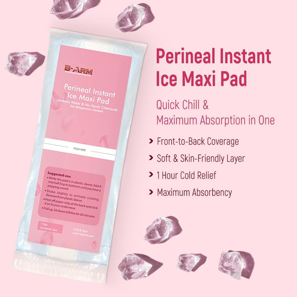 B-Arm Normal Delivery Postpartum Recovery Kit(10 pcs)|Includes 4 Disposable Underwear, 4 Icemaxi pads, 100ml Perineal Healing Foam, Pack of 25 Witch Hazel Padliners| New Mom's Hospital Bag Must-have