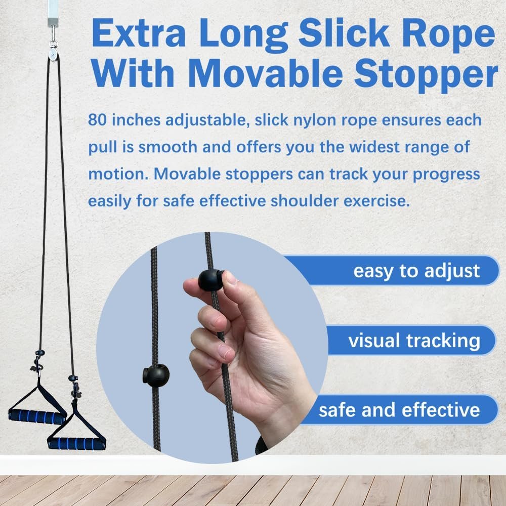 Shoulder Pulley for Physical Therapy, Pulleys for Shoulder Rehab Over Door, Shoulder Pulley Over The Door Physical Therapy, Door Pulleys For Physical Therapy, Arm Pulley, Over The Door Pulleys - Black