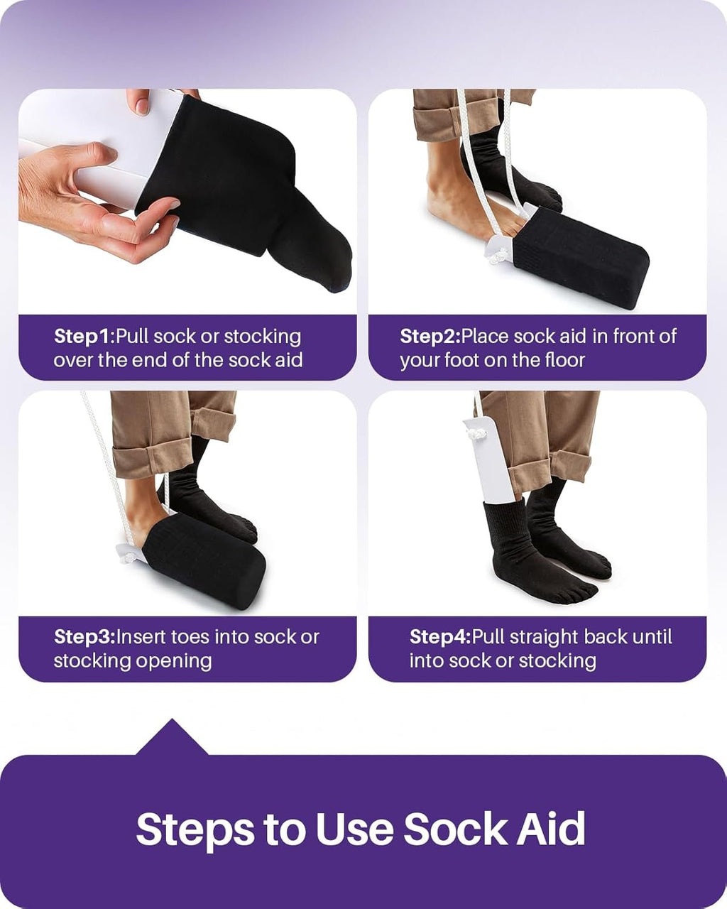 KEKOY Sock Aid for Putting on Socks, 4" Foot Width, No Bending