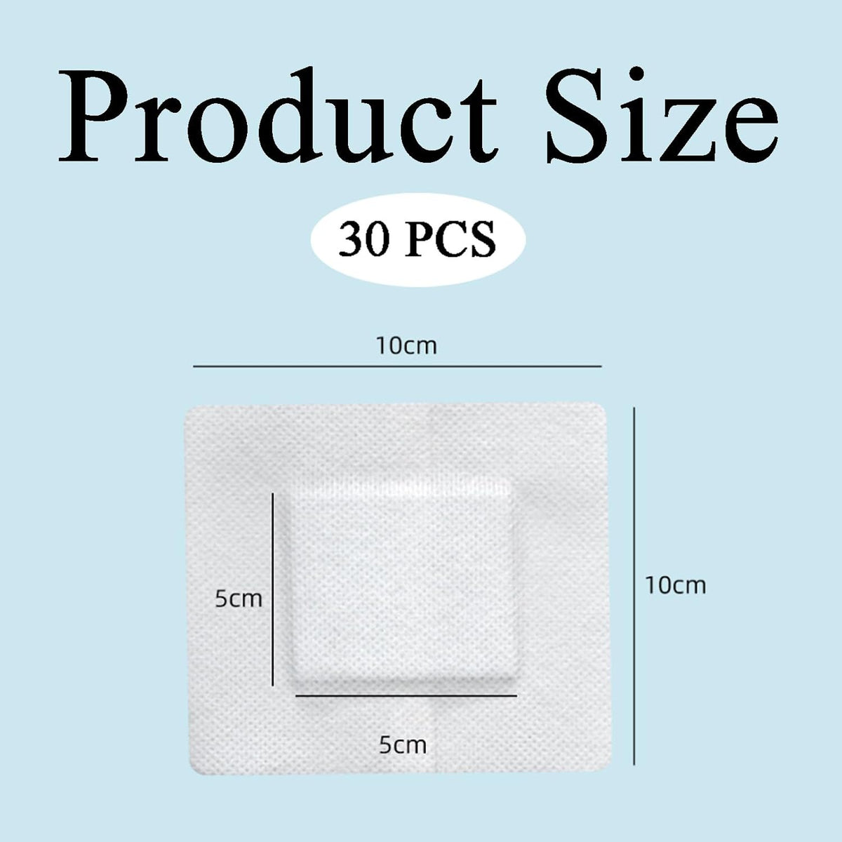 30 PCS Adhesive Wound Dressing, Non-Woven Sterile Pads with Waterproof Protection for Showers and Daily Activities, 10cm x 10cm Size for Cuts, Burns and Post-Surgical Care