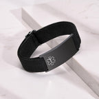 Personalized Medical Alert Bracelet for Men - Customized Elastic Strap Stainless Steel ID Bracelets Engraved Medic Info, Emergency Awareness Medic ID Bracelet for Autism Allergy Diabetic Epilepsy