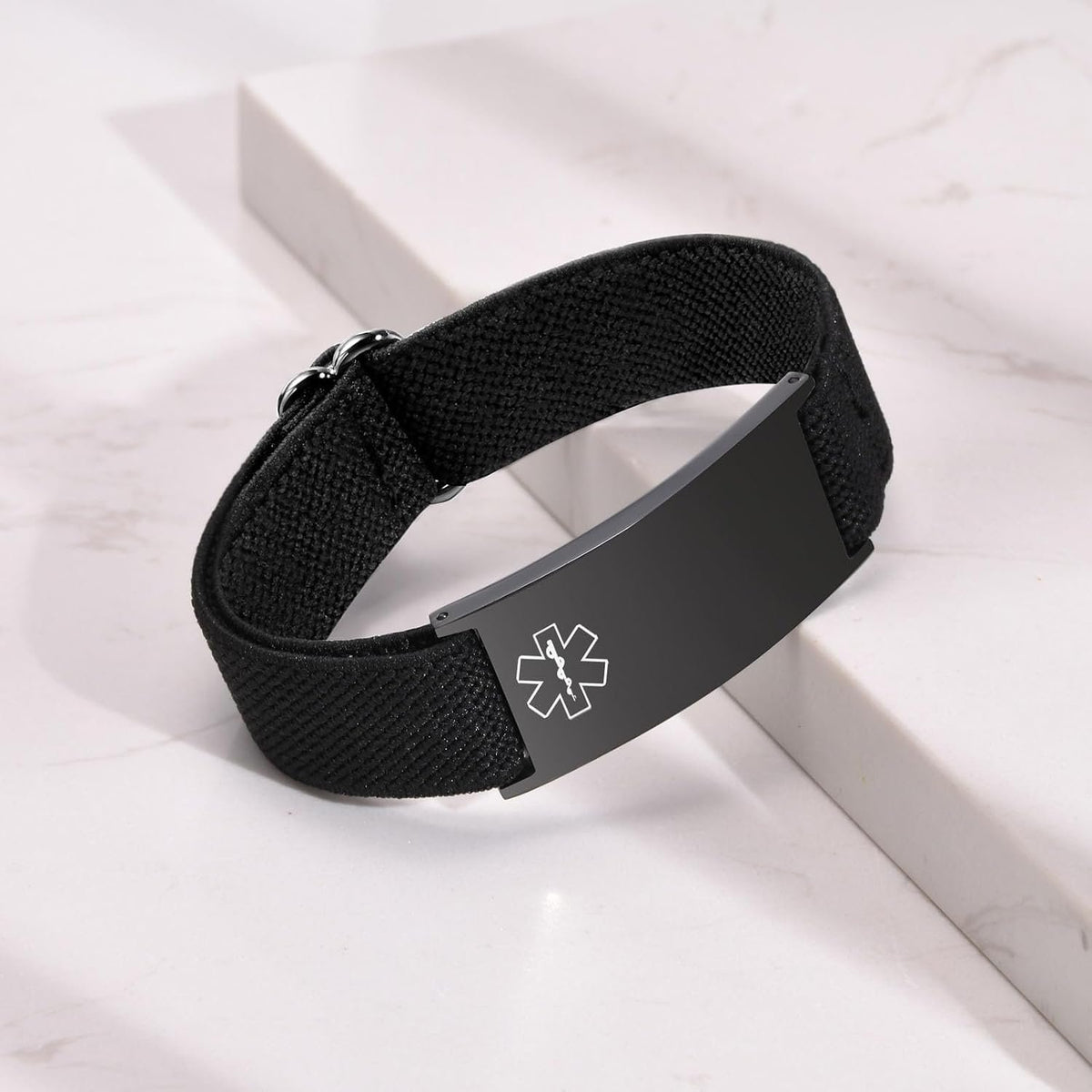 Personalized Medical Alert Bracelet for Men - Customized Elastic Strap Stainless Steel ID Bracelets Engraved Medic Info, Emergency Awareness Medic ID Bracelet for Autism Allergy Diabetic Epilepsy