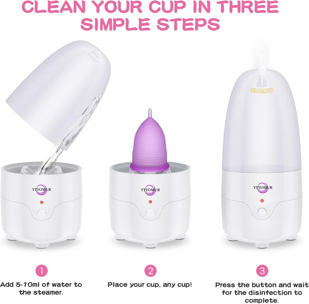Menstrual Cup Steamer Sterilizer with 2 Reusable Menstrual Cups, Upgraded Period Cups Cleaner Wash Kit