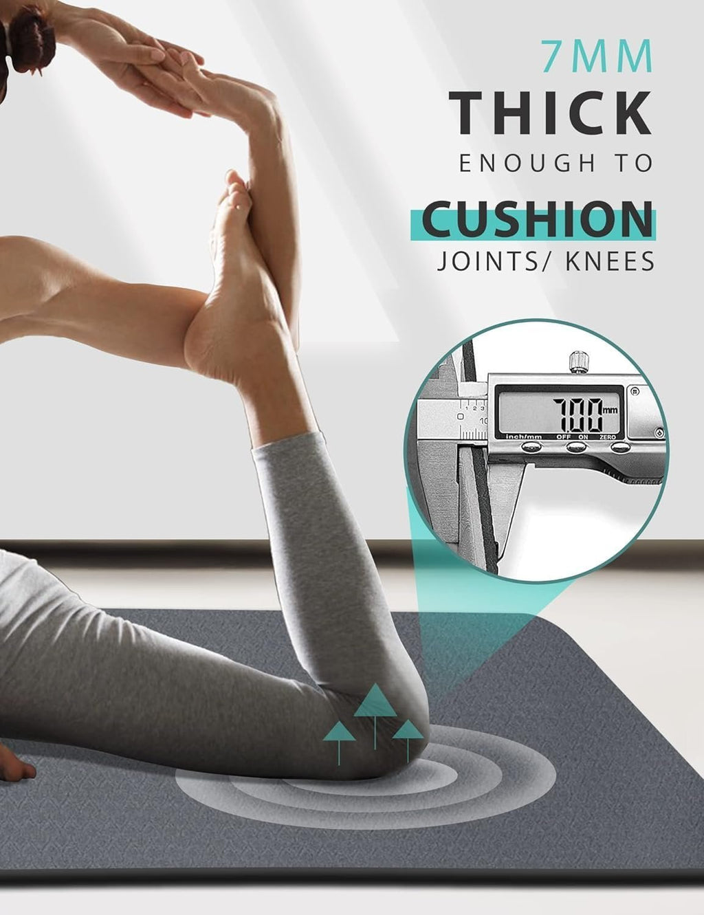 Yoga Mat Double-Sided Non Slip, 72'' x 32'' x 7mm - Extra Wide & Thick Yoga Mat for Women Men Kids, Professional TPE Yoga Mats for Home Workout, Yoga, Pilates and Floor Exercise, with Carrier Strap