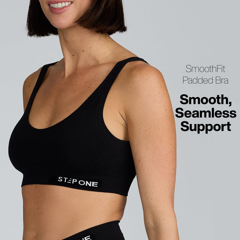 STEP ONE Smoothfit Bra. 3 Pack. Ultra-Soft Women's Everyday Bra, Lifts & Supports and Feels Invisible on, Breathable Bamboo Moisture Wicking with Removable Cups