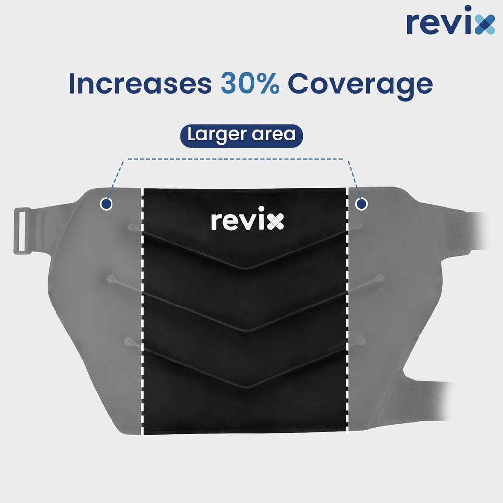 REVIX Extra Large Hip Ice Pack Wrap After Surgery, Reusable Gel Cold Pack for Hip Replacement Recovery, Sciatic Nerve, Cold Therapy Hip Flexor Compression Wrap, Black
