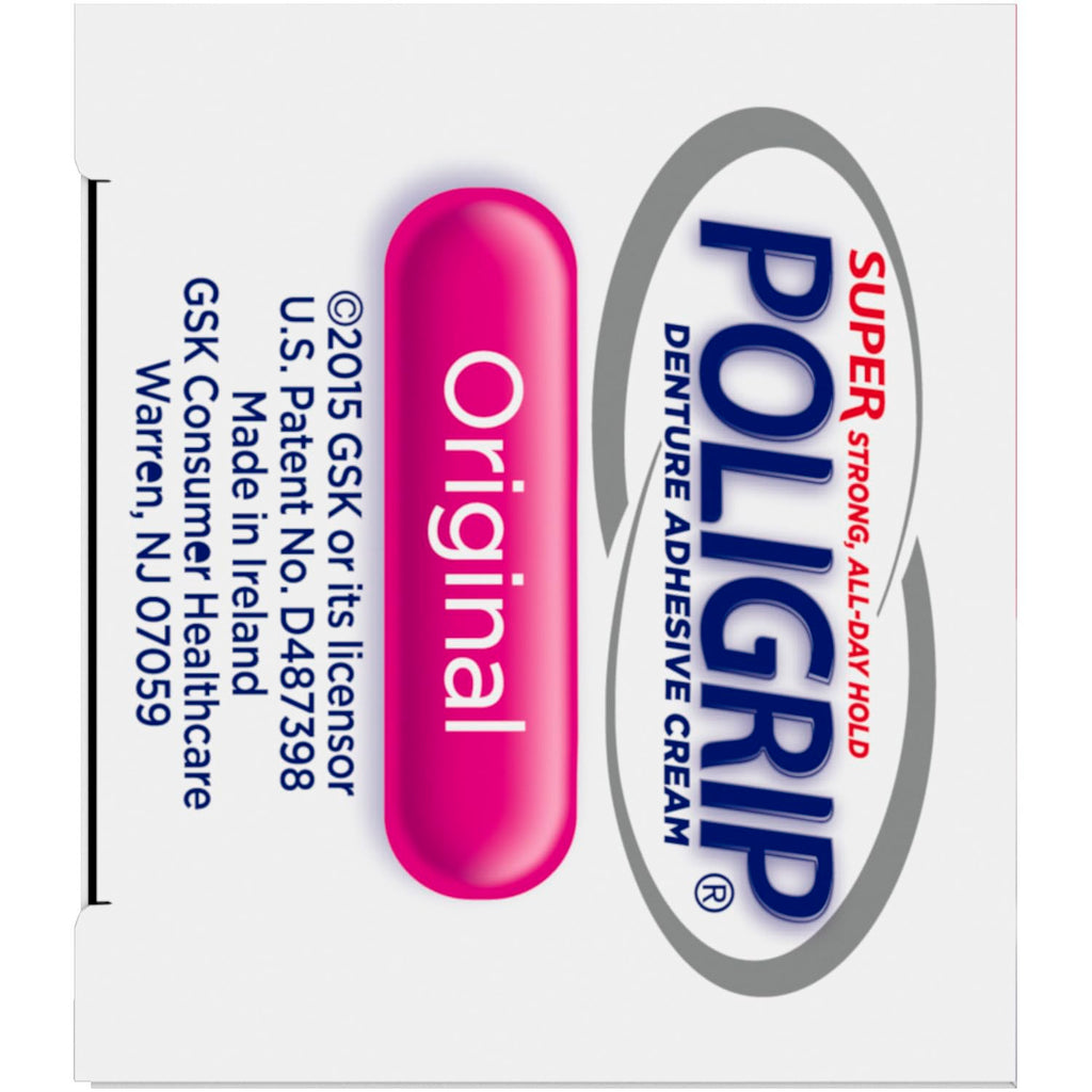 Super Poligrip Original Denture Adhesive Cream, Zinc Free Denture Cream for Dentures - 2.4 Ounces (Pack of 4)