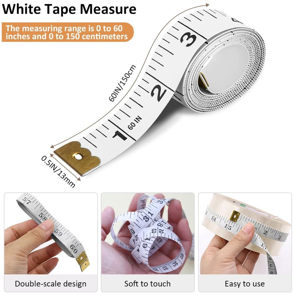 3-Pack Soft Tape Measure Body Double Scale Sewing Flexible Craft Tailor Vinyl Ruler Perfect for Weight Loss Medical Body Measurement, Has 150 Centimetre Scale on Reverse and Front 60-inch, 3 Colors
