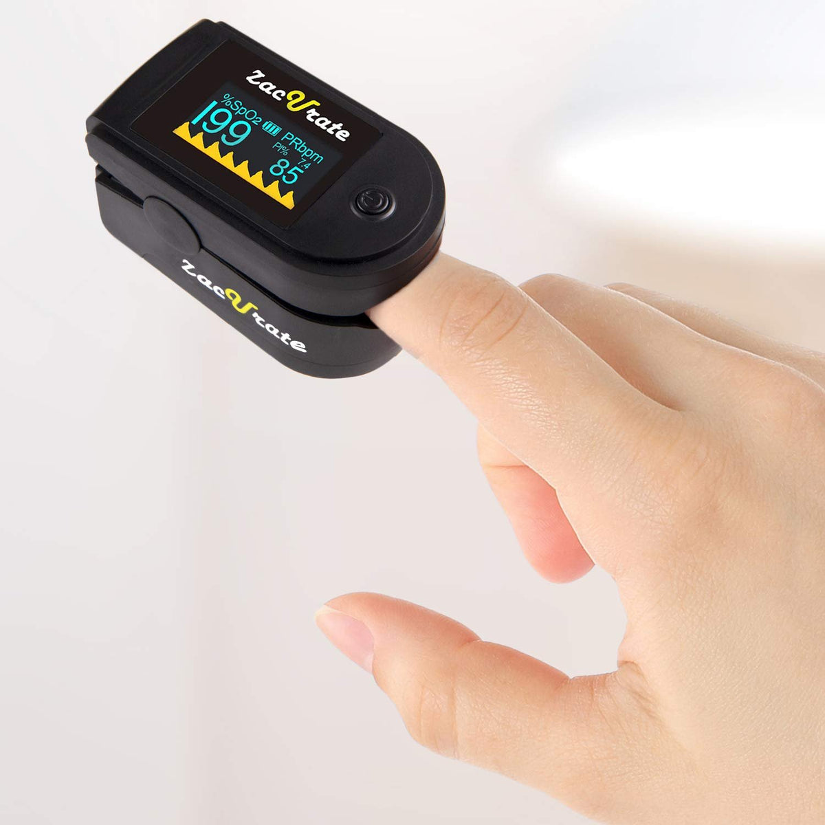 Zacurate 500 Series Fingertip Pulse Oximeter Blood Oxygen Saturation Monitor with Silicon Cover, Batteries and Lanyard (Mystic Black - OLED)