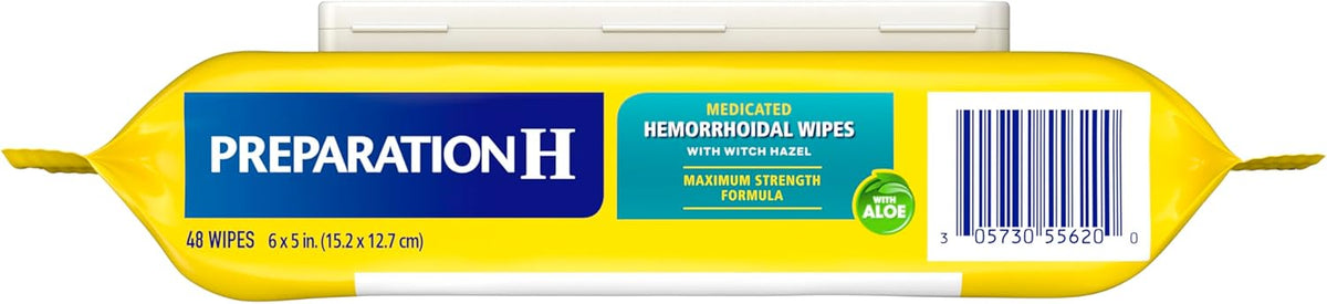 Preparation H Hemorrhoid Flushable Wipes with Witch Hazel for Skin Irritation Relief - 48 Count (Pack of 4)