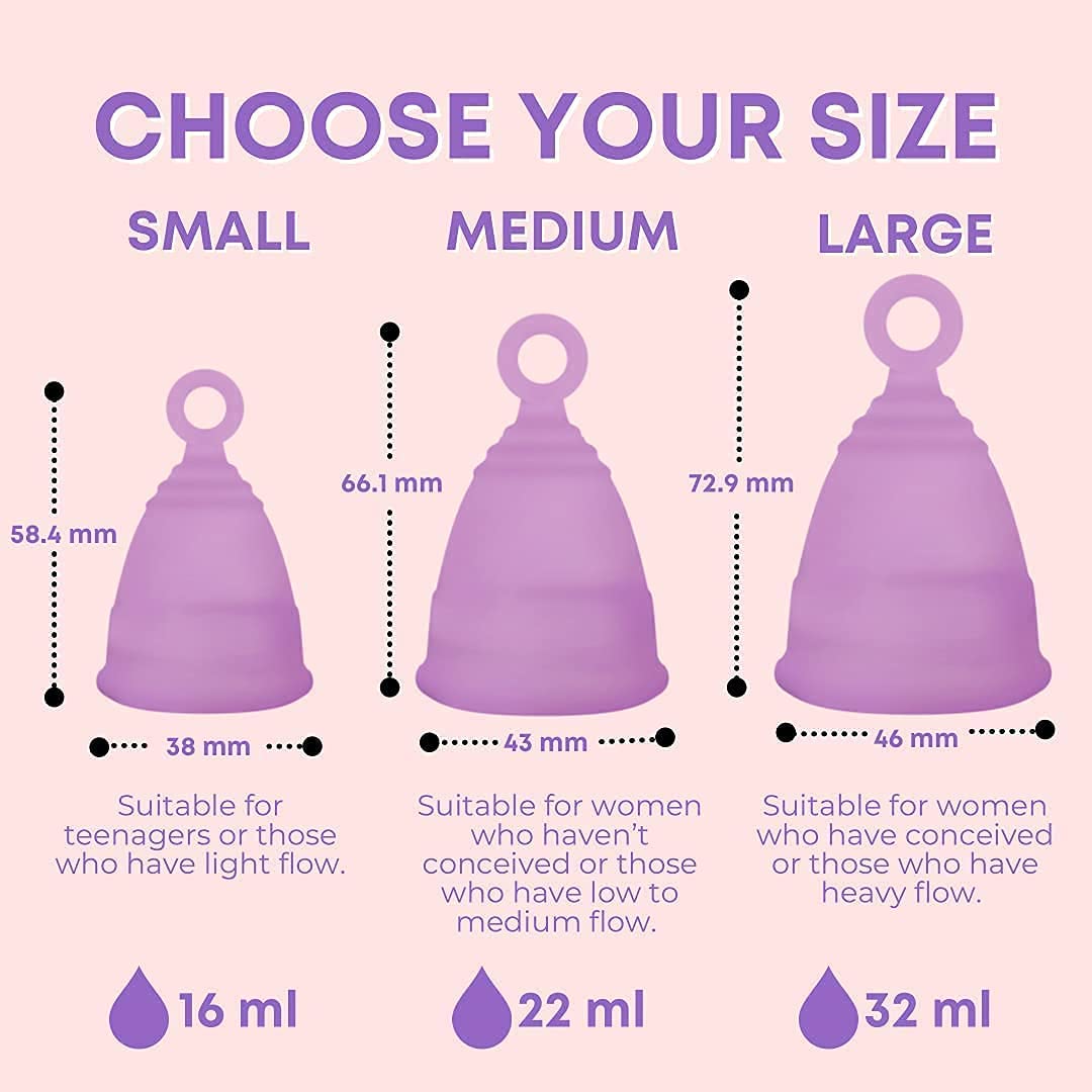 Azah Menstrual Cup for Women Small [Upto 10 Hrs Protection] | 100% Medical Grade Silicone | Reusable Menstrual Cups for Periods | No Leakage | Odour & Rash Free, Ultra Soft Menstrual Cup | Pack of 2