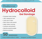 Advanced Fast Healing Hydrocolloid Gel Bandages, Adhesive Wound Care Pads, 0.83 x 1.65 in, 50 Count