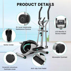 Dripex Elliptical Exercise Machine, Elliptical Machine for Home with 16 Resistance Levels, Quiet & Smooth Magnetic Elliptical Training Machines with 13.2 lb Flywheel, LCD Monitor & Pulse