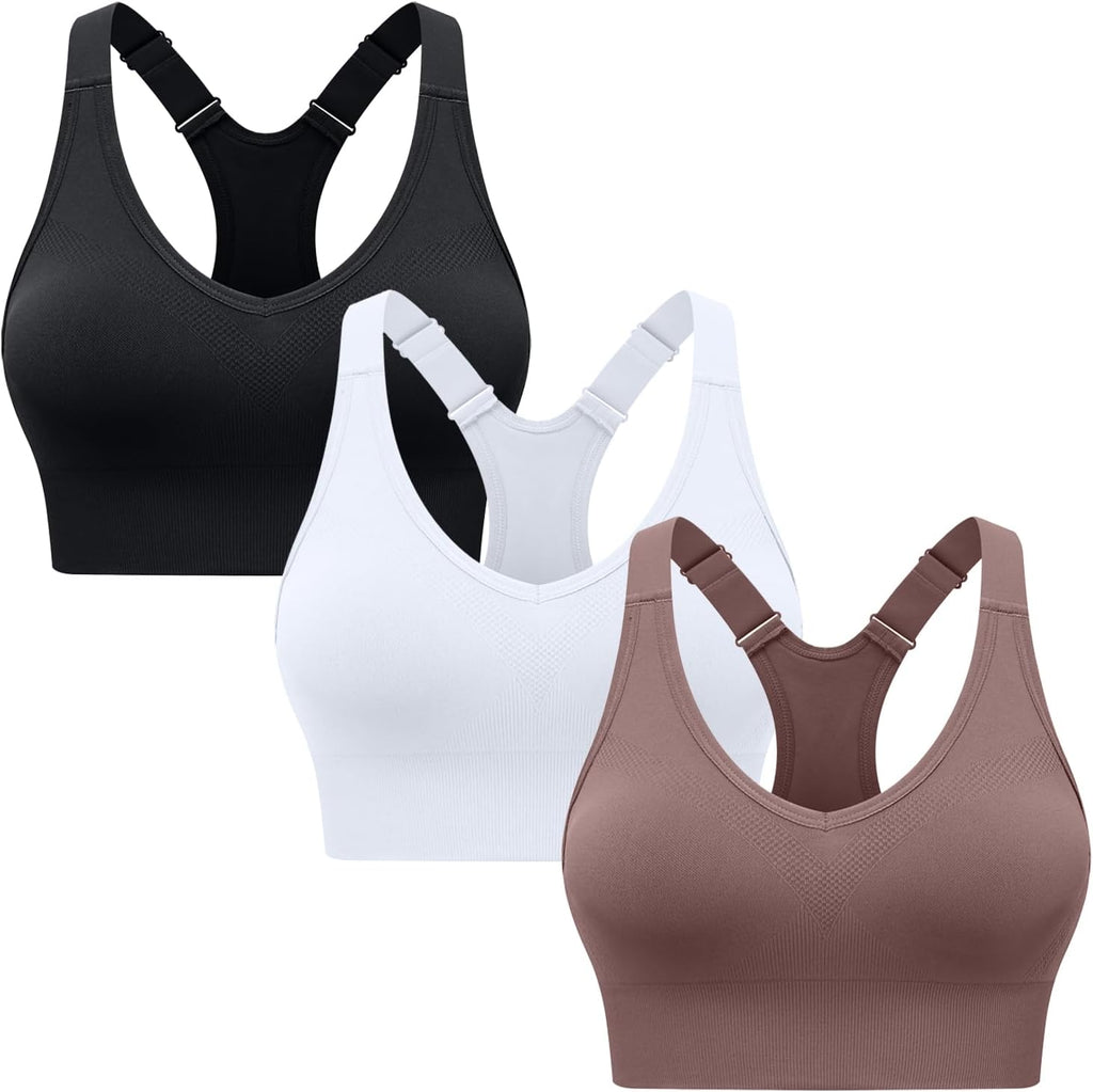 High Support Sports Bras for Women, Adjustable Straps Racerback Bra with Removable Cups, for Workout Running Gym