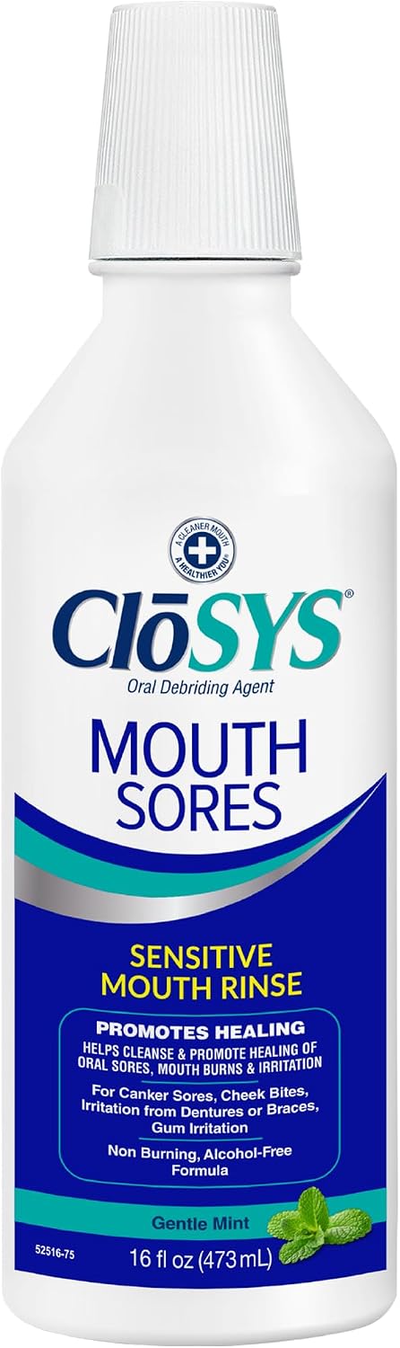 CloSYS Hydrogen Peroxide Mouthwash, 16 oz, Canker Sore Mouthwash | Alcohol-Free, Non-Burning, Cleanses and Heals Mouth Sore Rinse