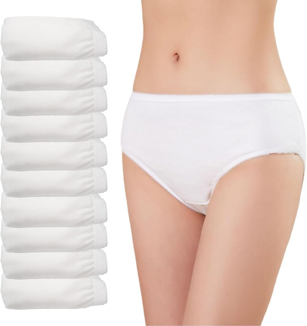 Disposable Underwear 100% Cotton Individually Wrapped 10 pieces