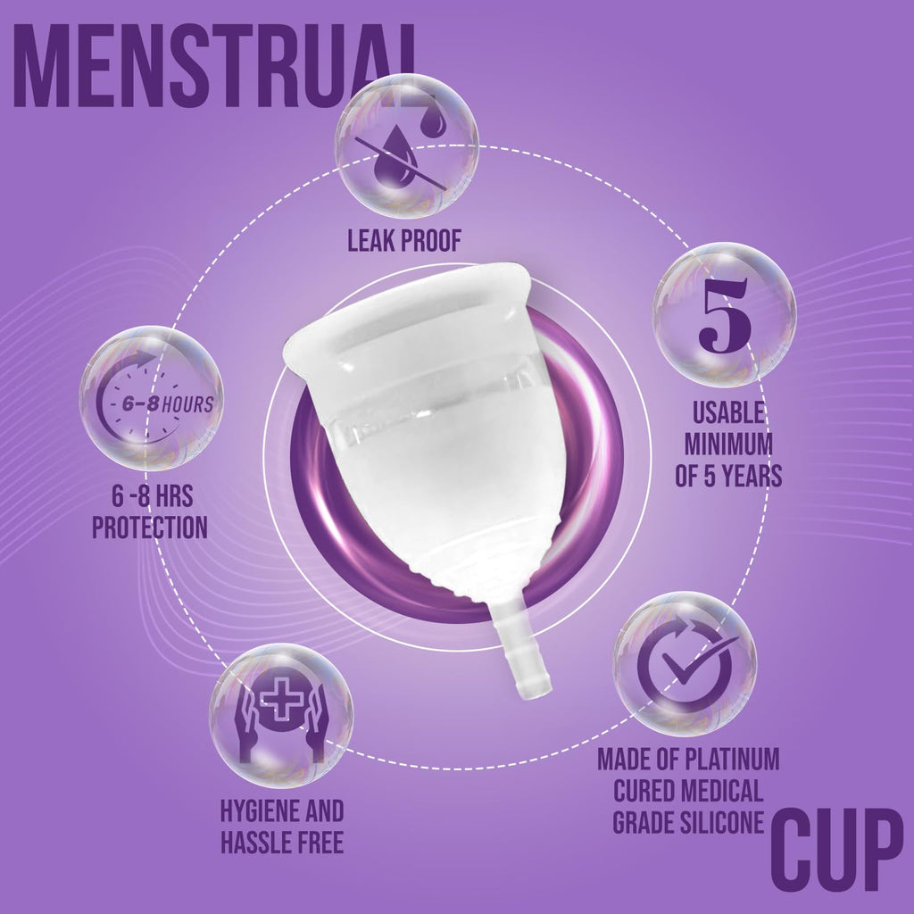 Velvet Reusable Menstrual Cup for Women - Large Size with Pouch|Ultra Soft, Odour and Rash Free|100% Medical Grade Silicone |No Leakage | Protection for Up to 8-10 Hours | Large