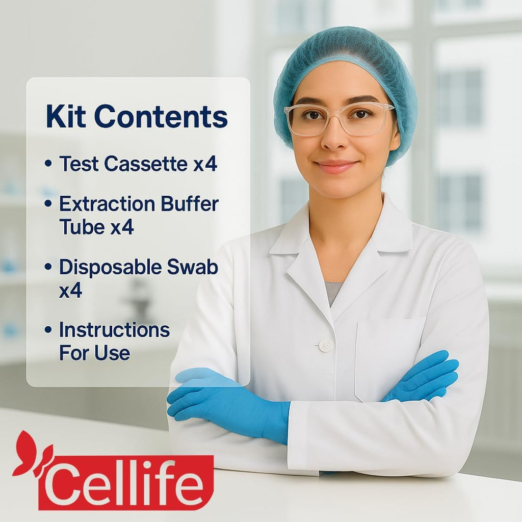 Rapid Antigen Test (RAT) 4 in 1 Kit - Tests for COVID-19, RSV, Flu/Influenza A&B (4 pack)