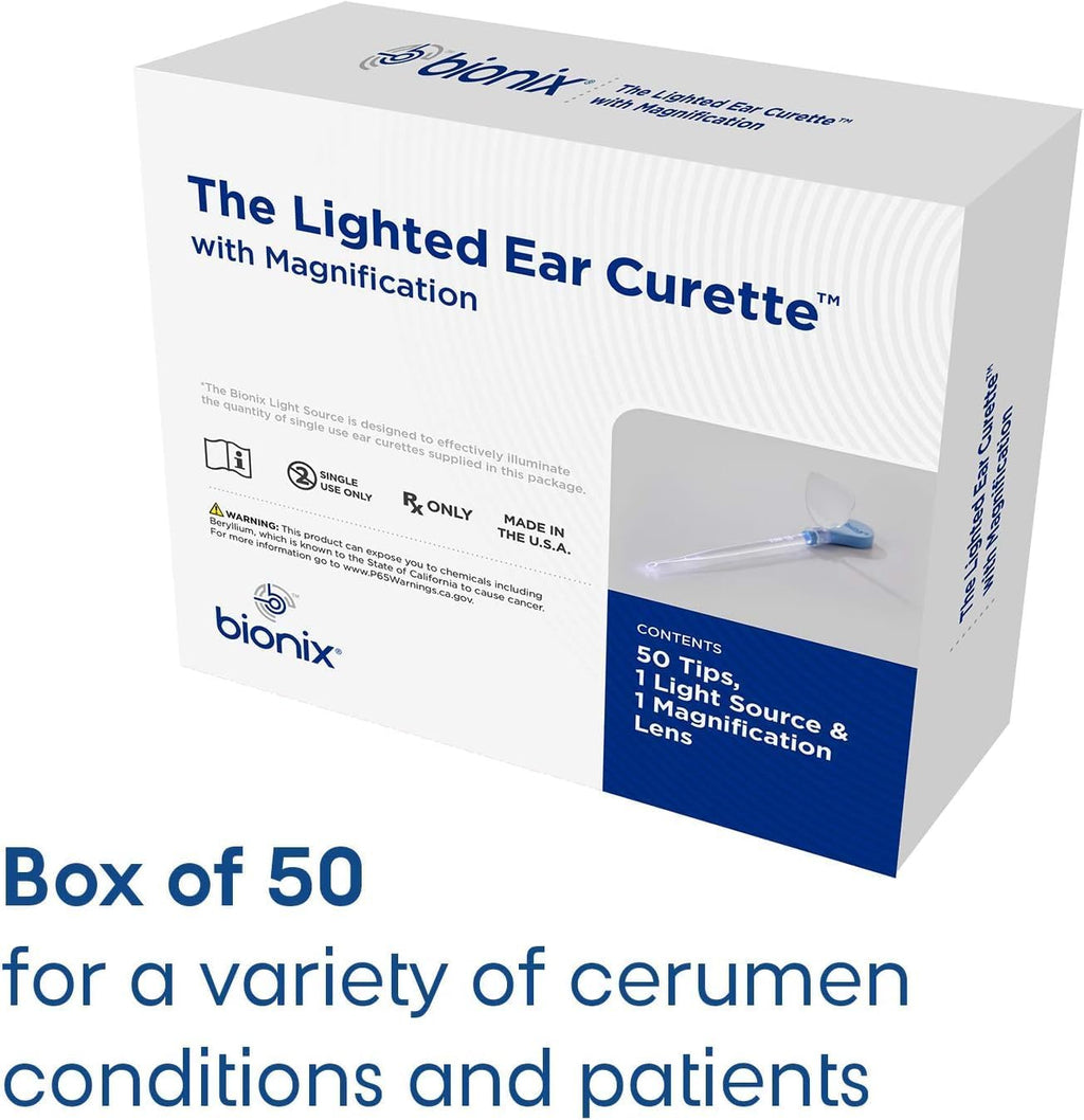 Bionix - Lighted Ear Curette Variety Pack, Earwax Removal Kit, Helps Remove Wax Buildup, Safe Earwax Removal, Convenient & Easy-to-Use, Flexible, Ideal for Healthcare Providers, Single-Use (50 Count)