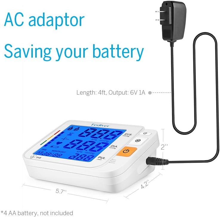 Digital Blood Pressure Monitor, Large Cuff 0.7-1.3 Feet, Electric Upper Arm Blood Pressure Machine with Electric Powered Charger and Device Case, Backlight LCD Screen, 2 Year Warranty