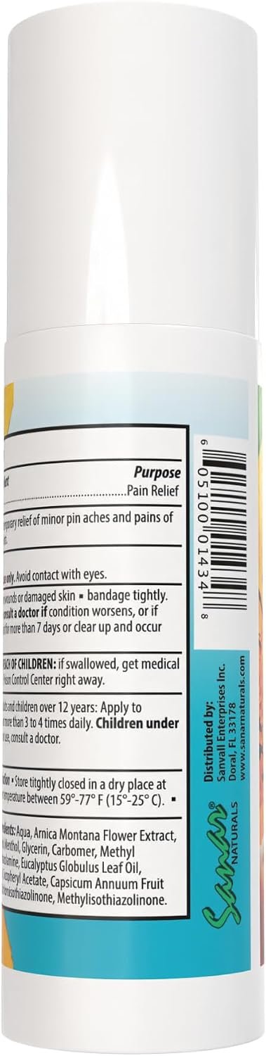 Sanar Naturals Arnica Gel Roll On, Menthol Muscle & Joint Pain Relief, 3 oz | Fast-Acting Cooling Gel, Muscle & Joint Pain Relief, Arnica Montana, Menthol & Camphor, Non-Greasy Roll-On, 3 oz