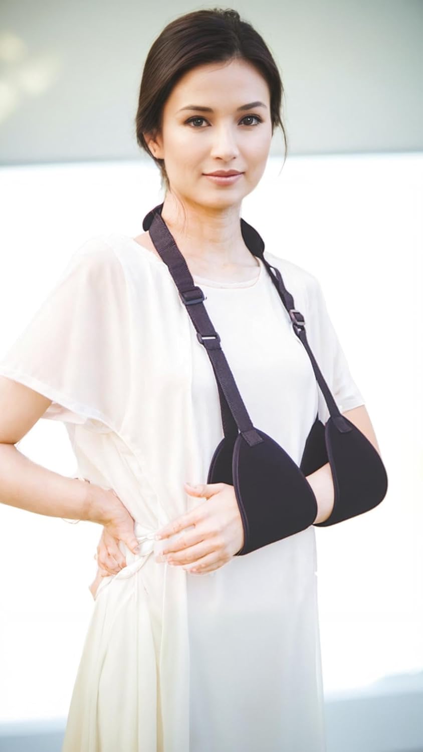 Adjustable Arm Support Sling for Rotator Cuff, Subluxation, & Post-Surgery Recovery - Comfortable & Durable Black Brace