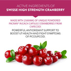 Swisse High Strength Cranberry for PCOS, PCOD & UTI - 25000mg Cranberry Extract, Antioxidant Rich Supplement Supports Bladder & Kidney Health (30 Tablets)