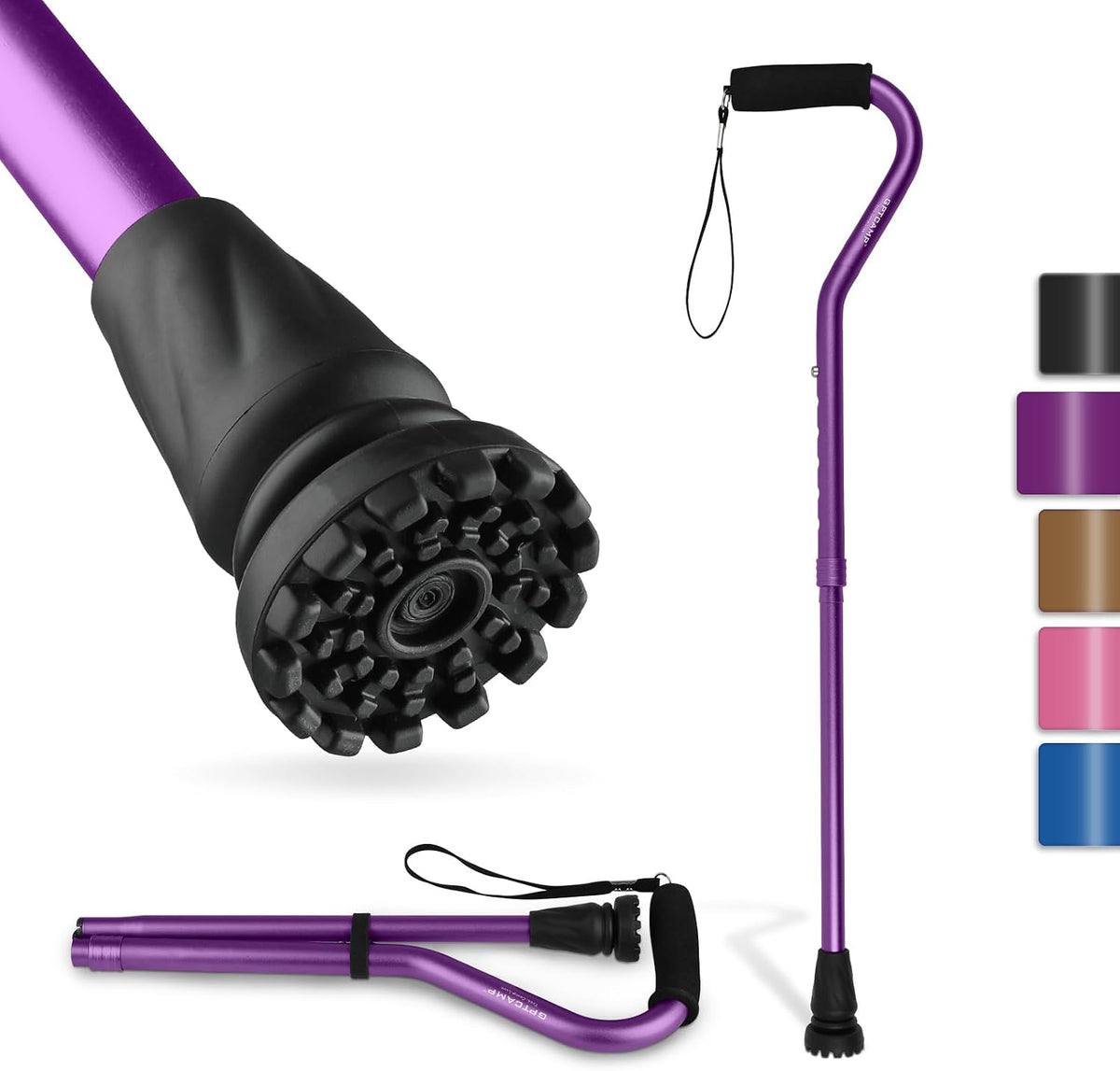 GPTCAMP Offset Walking Cane for Men & Women with Anti-Slip Tip