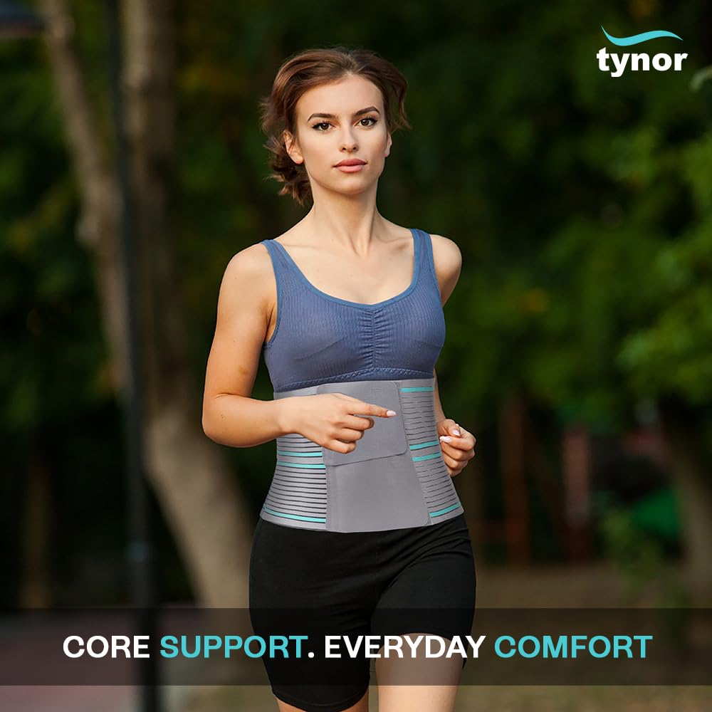 TYNOR Abdominal Belt, Grey, Large, 1 Unit