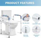 WeHwupe Toilet Safety Rail for Seniors, Height & Width Adjustable Frame
