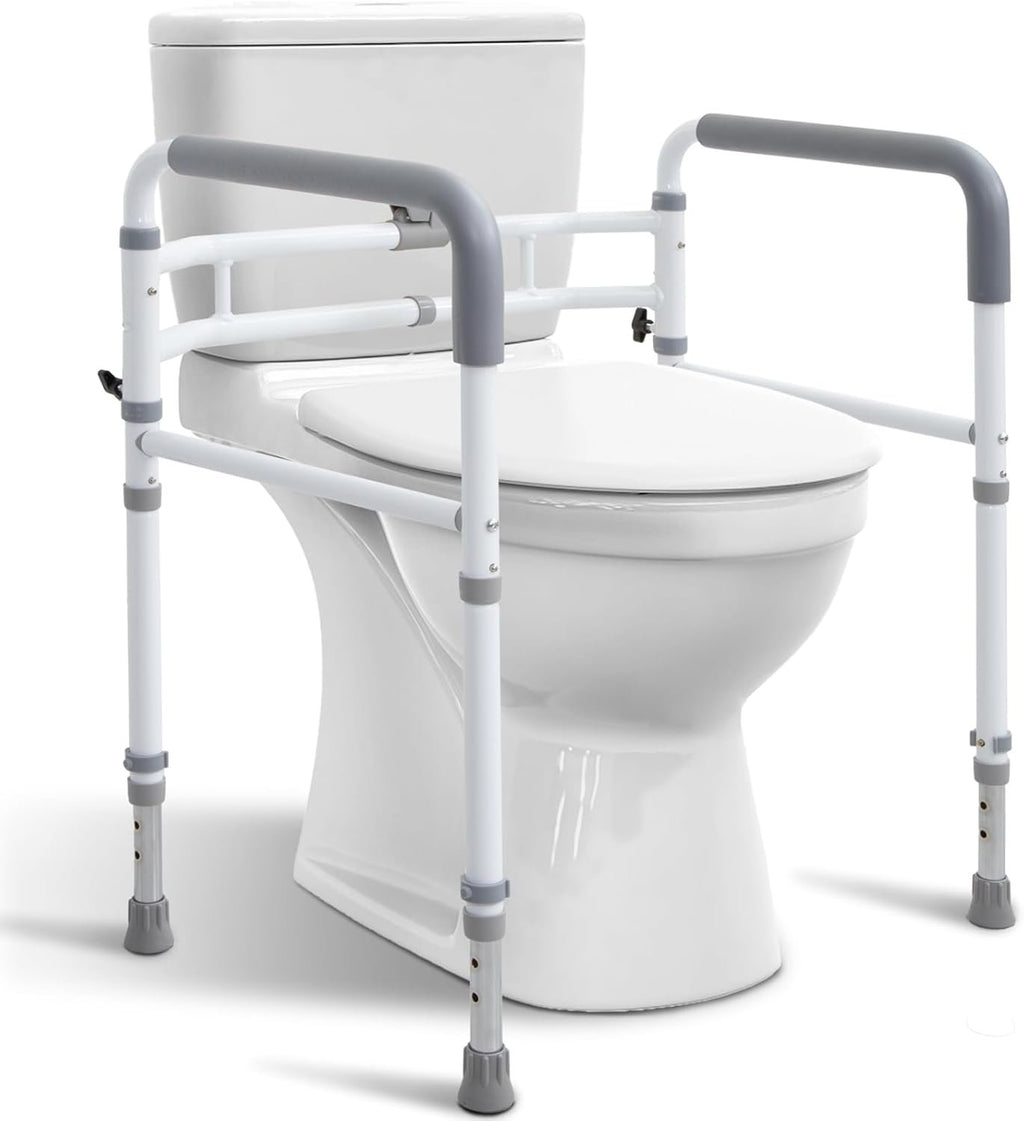 WeHwupe Toilet Safety Rail for Seniors, Height & Width Adjustable Frame
