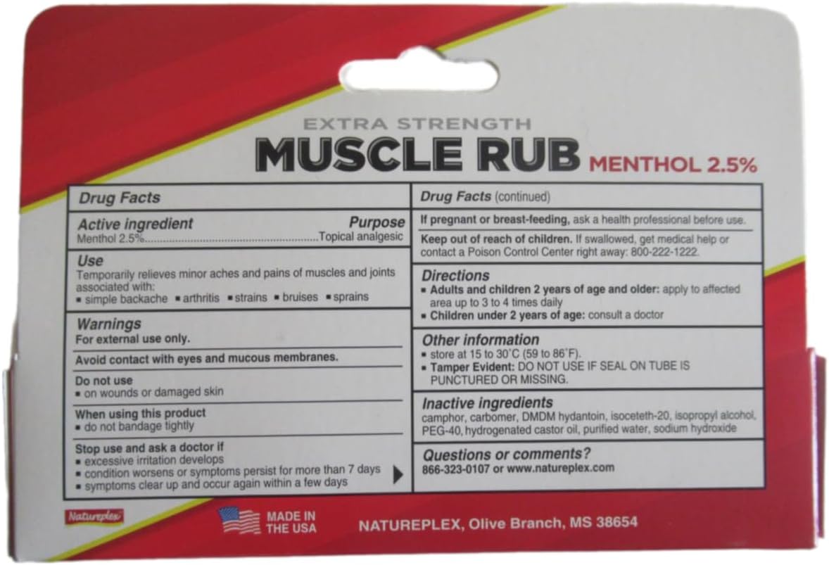 Natureplex Muscle Rub Gel, Extra-Strength, 2.5% Menthol, 1.5 oz, Fast Pain Relief