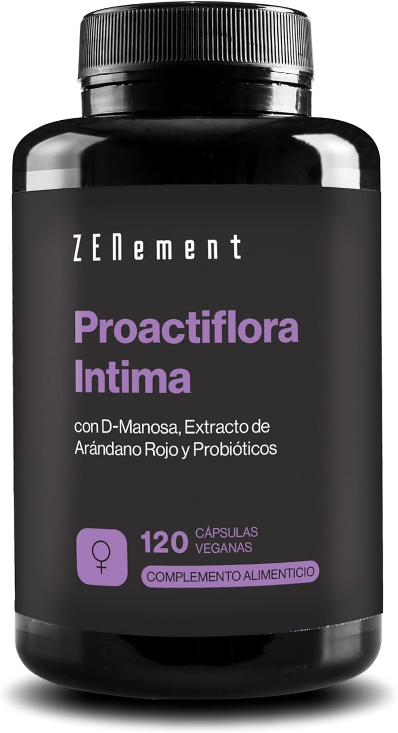Intimate Proactiflora - With D-Mannose, Lingonberry and 5 Probiotic Strains - 120 Vegan, No Additives, Non-GMO, Gluten Free, Lactose Free, Soy Free - Zenement