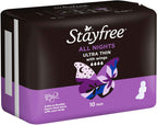 Stayfree Ultra Thin All Nights Pads With Wings 10 Pack | Extra Length & Width to Help Sleep Better |Neutralises Odour|Cottony-Soft Quilted Cover| Keeps Dry and Comfortable