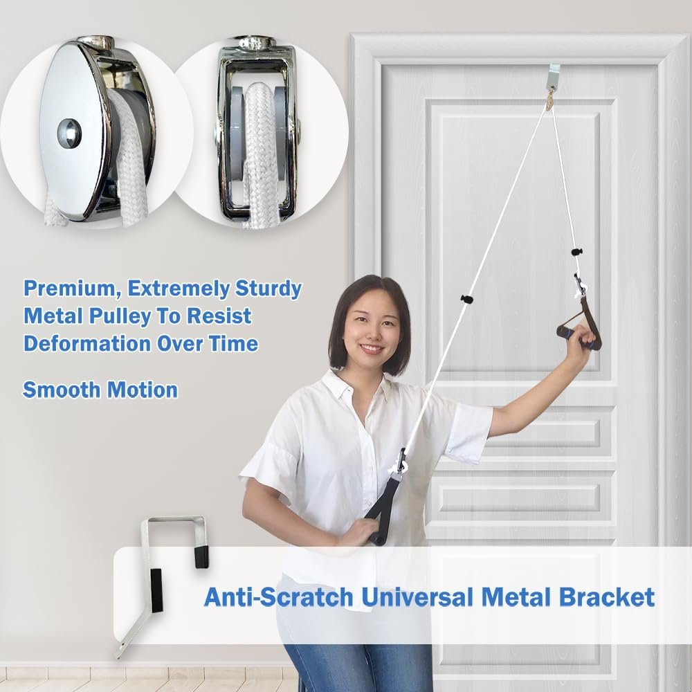 Shoulder Pulley for Physical Therapy, Pulleys for Shoulder Rehab Over Door, Shoulder Pulley Over The Door Physical Therapy, Door Pulleys For Physical Therapy, Arm Pulley, Over The Door Pulleys - White