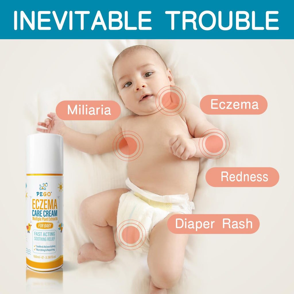 Baby Eczema Cream - Kids Eczema Therapy & Relief Body Cream, Nourishing Skin Protectant Soothes & Relieves Dry, Hypoallergenic, Fragrance & Steroid-Free (100ml_1pcs)
