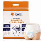 Disposable Period Panties for Women | Velcro Adjustable Leakproof Panty Pads | 360° Protection | Ultra Absorbent Sanitary Underwear for Heavy Flow, Overnight & Postpartum Use (pack of 10)
