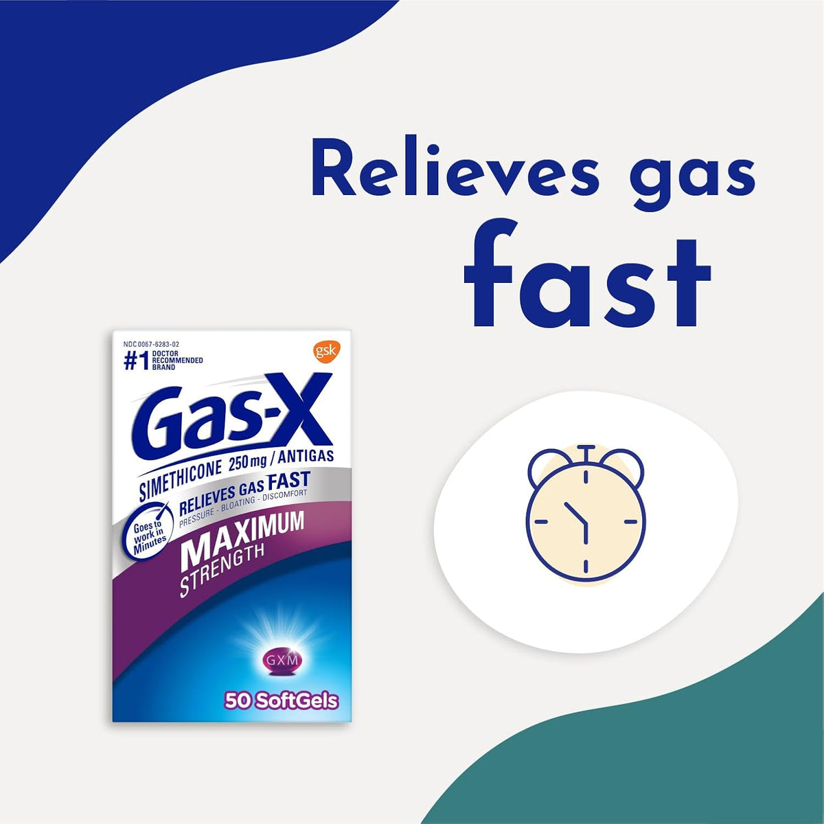Gas-X Maximum Strength Softgels, Gas Relief, 30 Count | Simethicone 250mg Maximum Strength Chewable Tablets, Fast Gas and Bloating Relief, GLP-1 Support